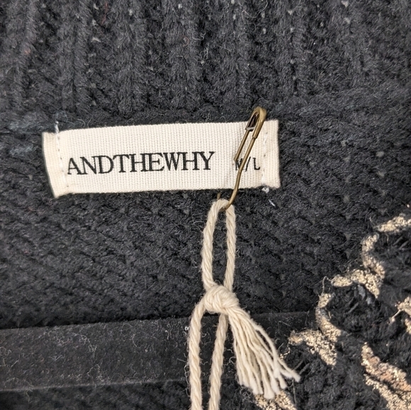 ANDTHEWHY Black Metallic Gold Cheetah Print Oversized Balloon Sleeve Sweater M/L - Picture 5 of 9